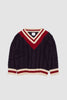 SPORTIVO STORE_V-Neck Cricket Sweater Navy