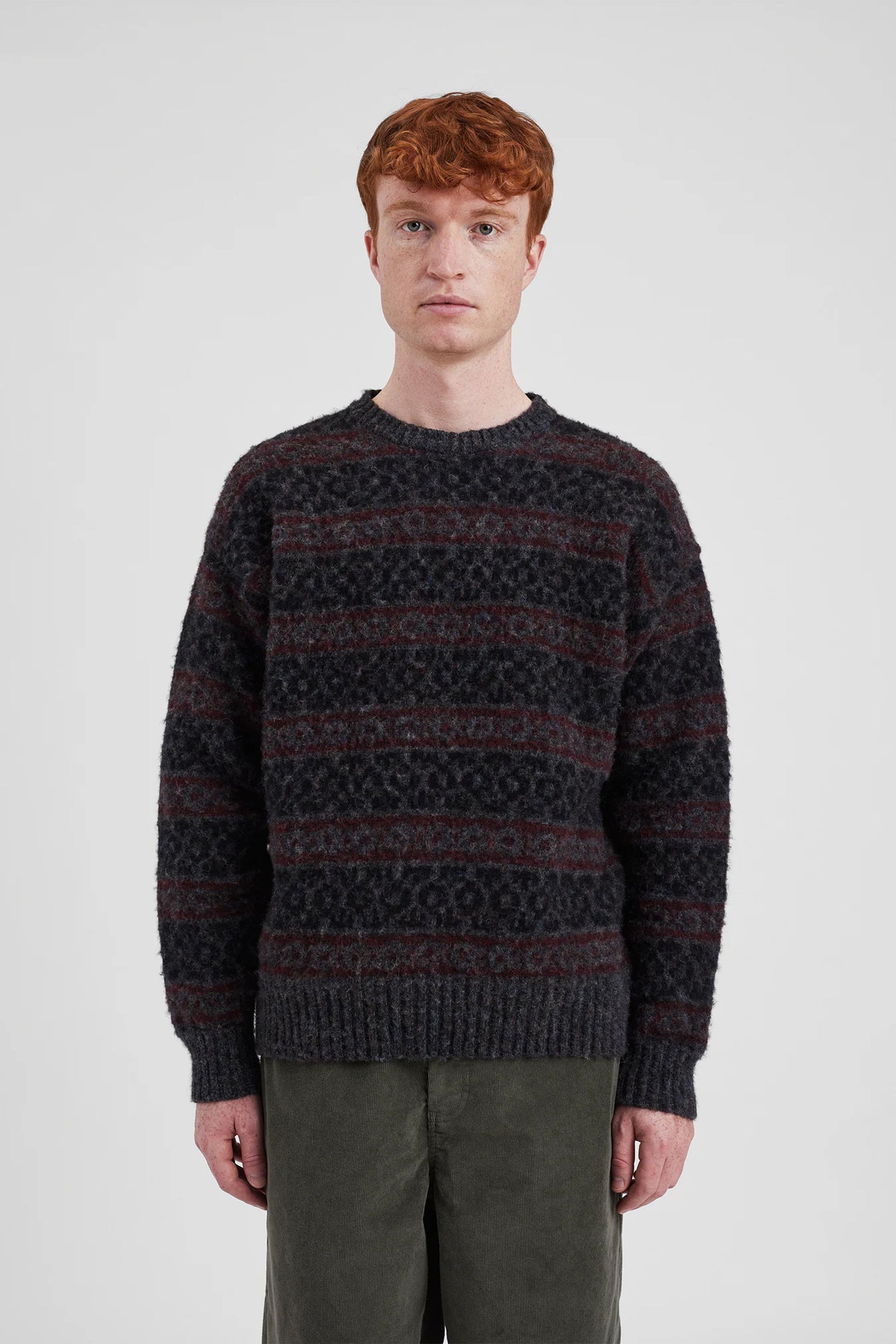 SPORTIVO Jonas scottish lambswool fair isle sweater charcoal grey