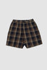 SPORTIVO STORE_Pleated Lincot Big Check Track Short Navy/ Brown_2