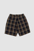 SPORTIVO STORE_Pleated Lincot Big Check Track Short Navy/ Brown_5